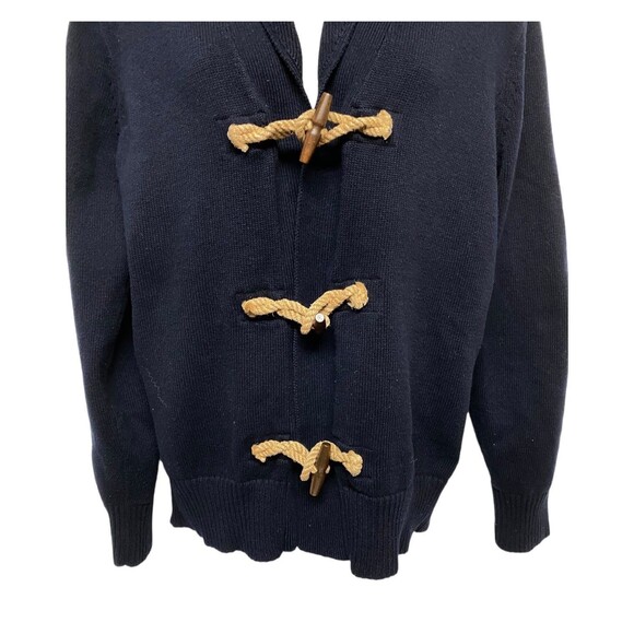 J.Crew Unisex Nautical Navy Wood Toggle Shawl Collar Cardigan Size M Preppy - Picture 3 of 9